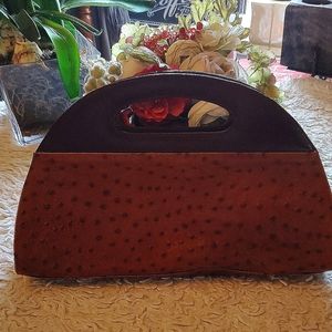 J renee boho brown ostrich print style handbag